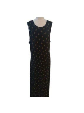 Coldwater Creek Pineapple Print Travel Dress, Black Multicolor, Size XL